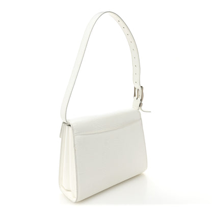 Balenciaga Patent Calfskin Lizard Embossed Medium Ghost Shoulder Bag Optic White 3 of 12