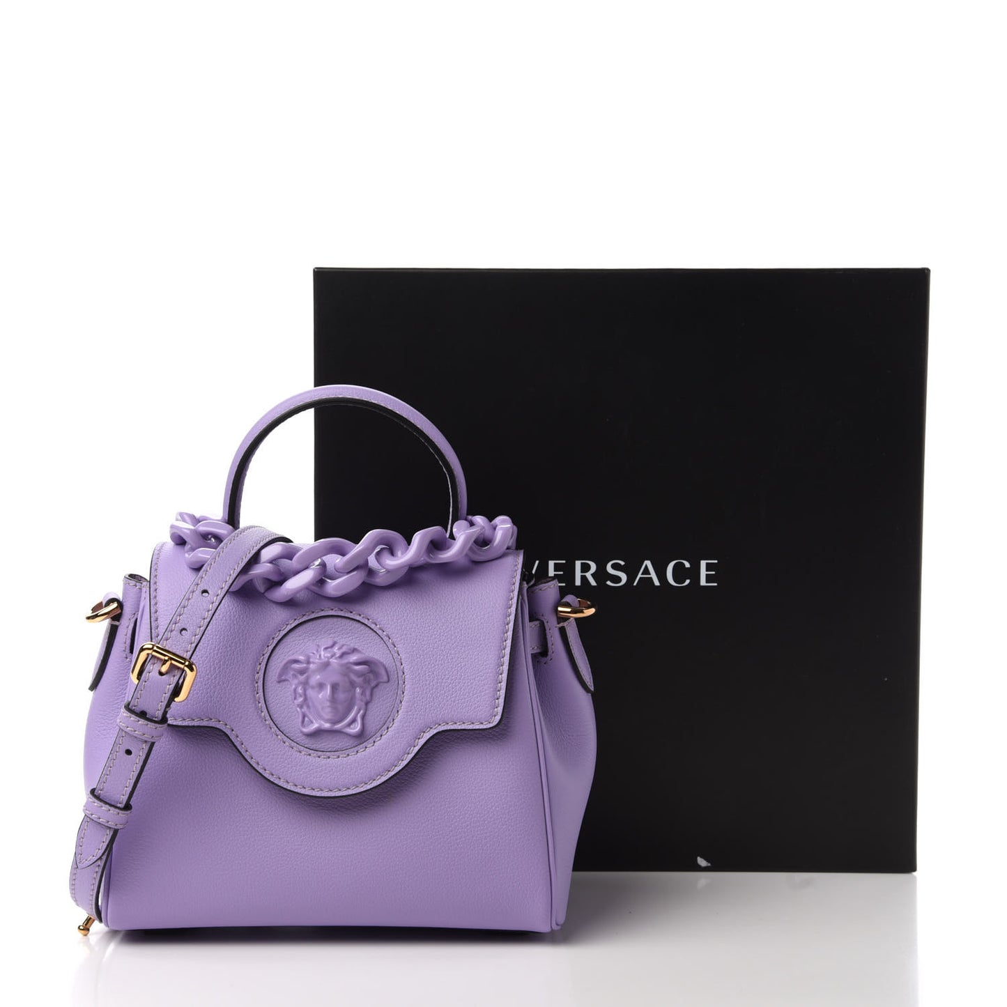 Calfskin Medusa Small Top Handle Handbag Lilac