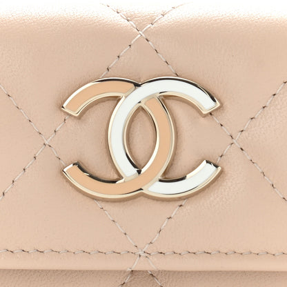 Chanel Lambskin Quilted Flap Card Holder Beige 10 of 10