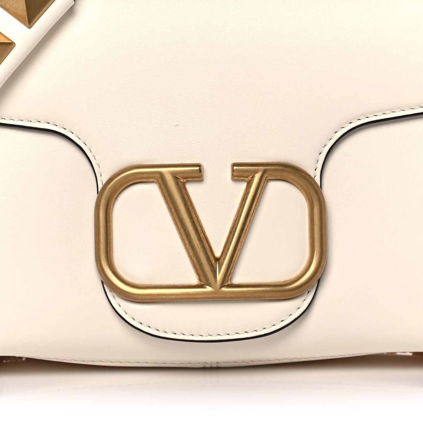 Nappa Stud Sign Shoulder Bag Ivory