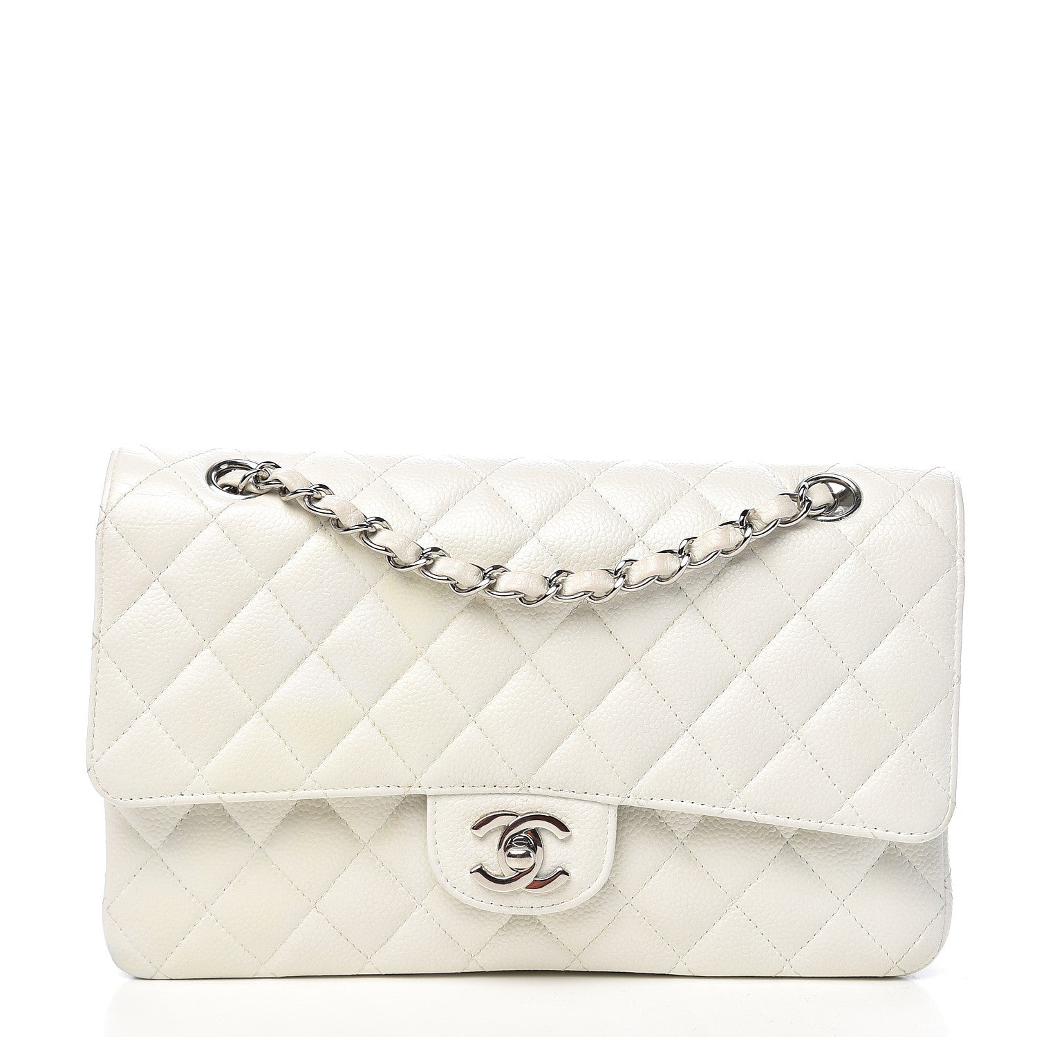 Chanel Caviar Quilted Medium Double Flap White 1 of 15