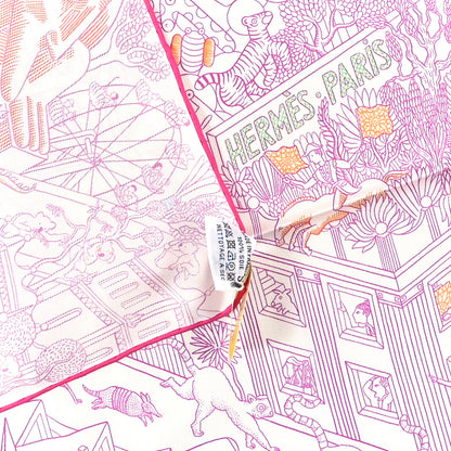 Hermes Silk Animapolis Scarf 90 White Fuchsia Multicolor 3 of 3