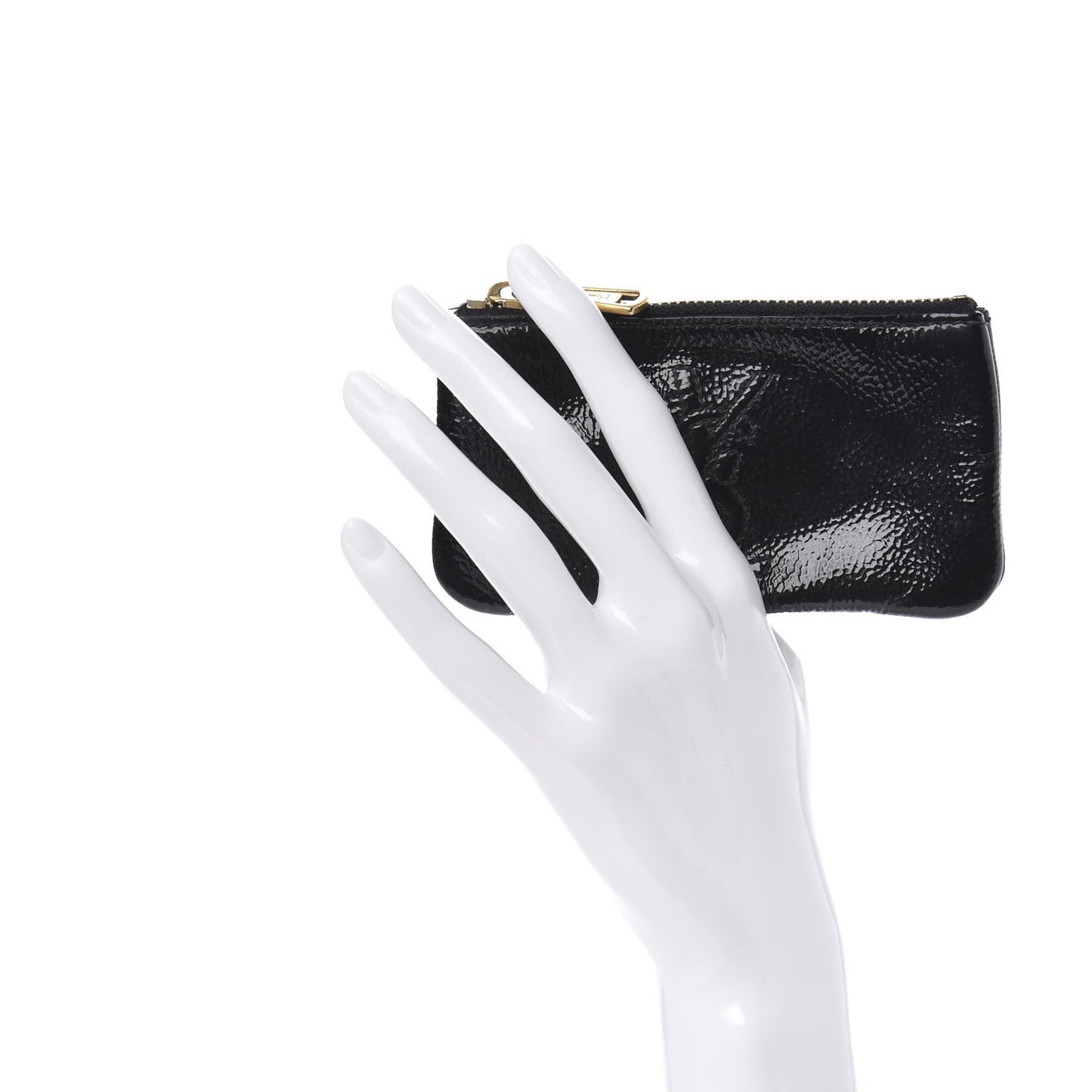 Textured Patent Monogram Pouch Black