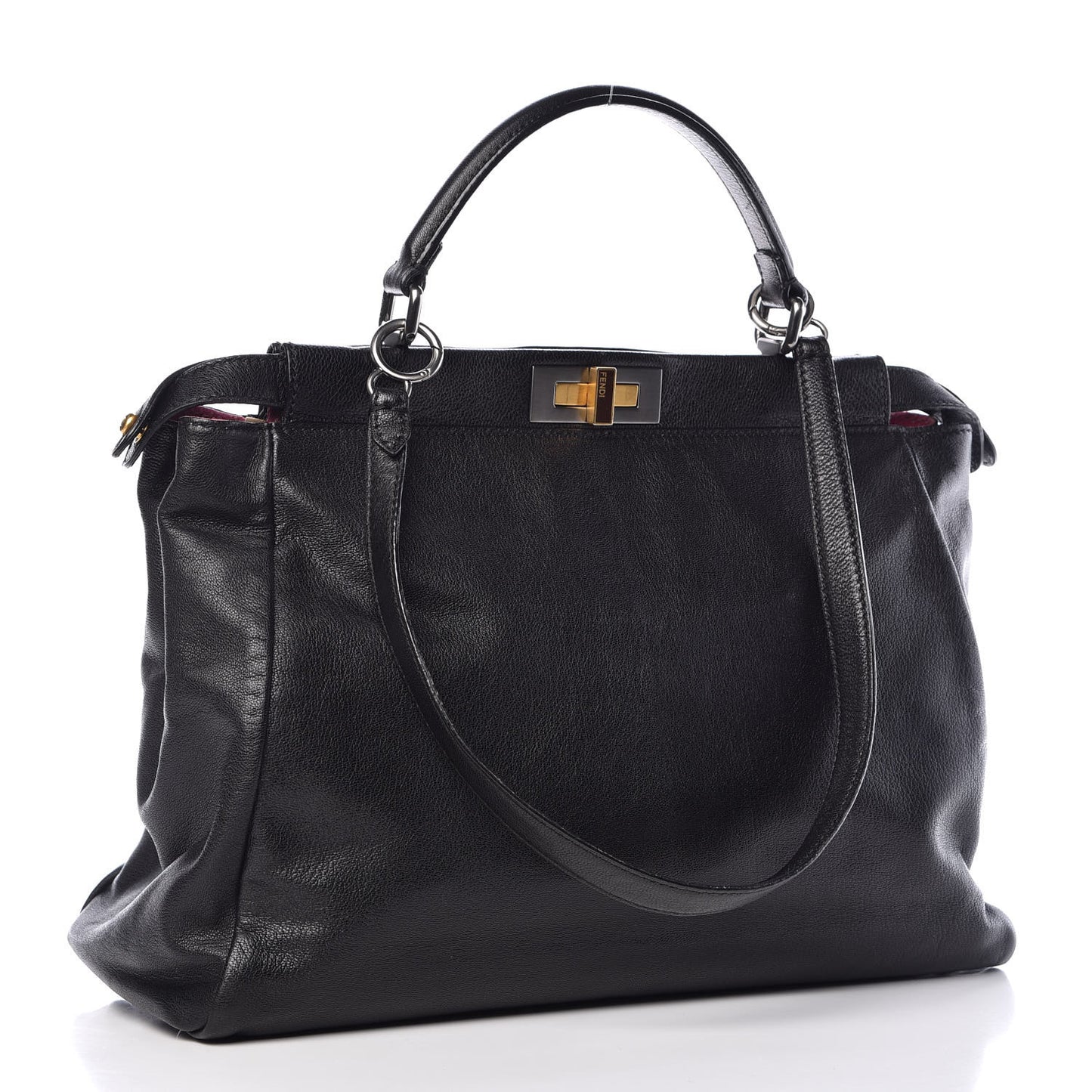 Goatskin Large Peekaboo Iconic Satchel Black Lampone