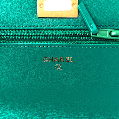 Chanel Aged Calfskin Quilted 2.55 Reissue Wallet On Chain WOC Green 6 of 9