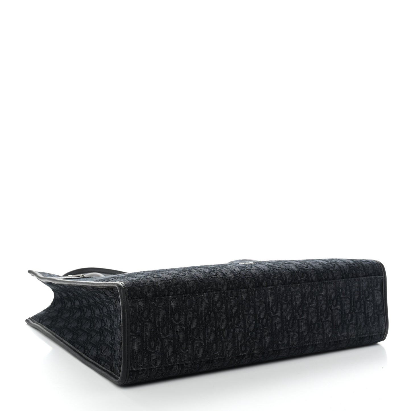 Grained Calfskin Oblique Jacquard Safari Tote  Black