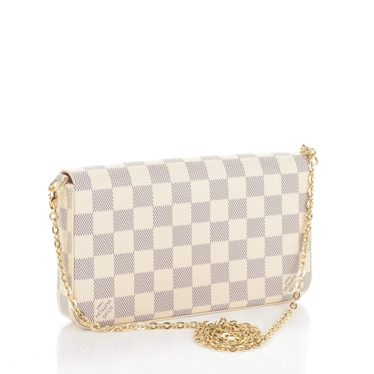 Louis Vuitton Damier Azur Pochette Felicie Chain Wallet Rose Ballerine 3 of 10