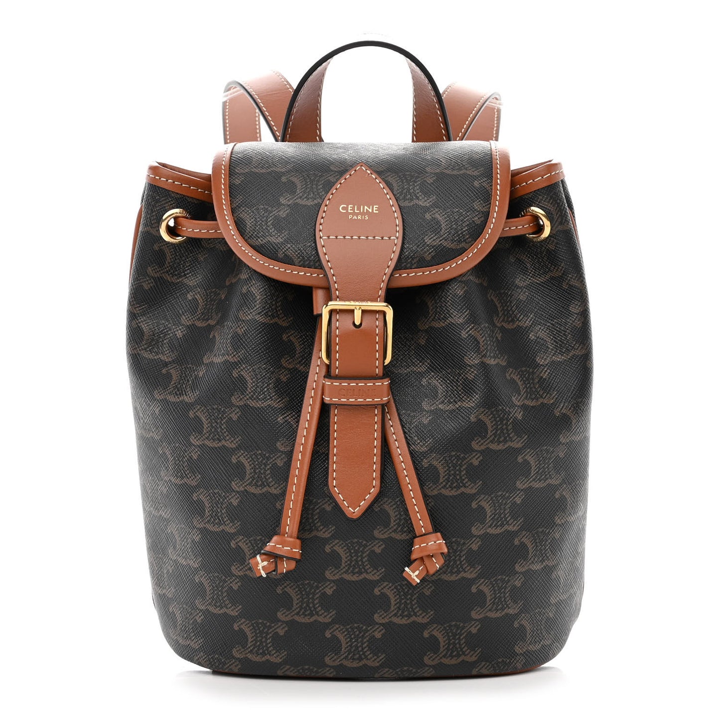 Triomphe Canvas Calfskin Mini Folco Backpack Tan