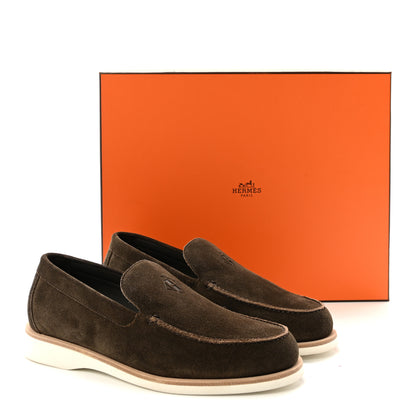 Hermes Suede Calfskin Mens Low Loafers 41.5 Ecorce 10 of 10