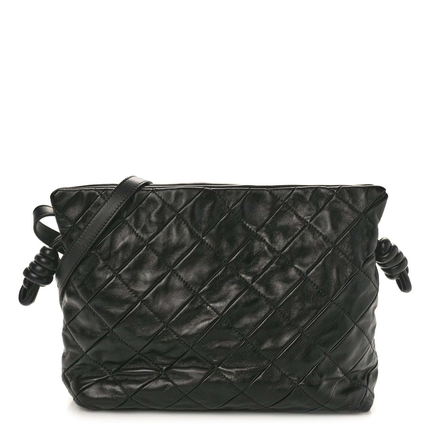 Nappa Pleated Small Flamenco Knot Bag Black