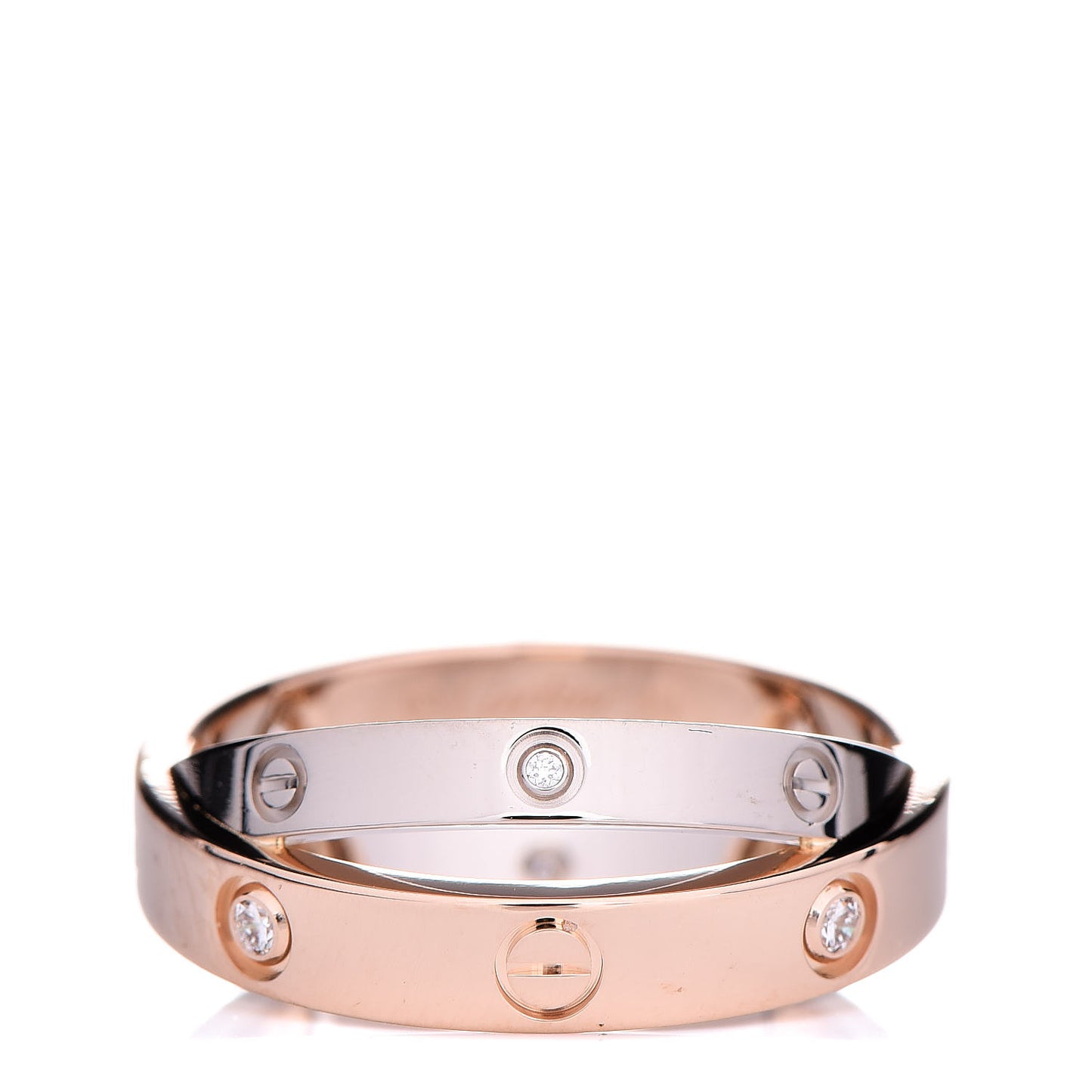 18K Pink White Gold 6 Diamonds LOVE Ring 49 4.75