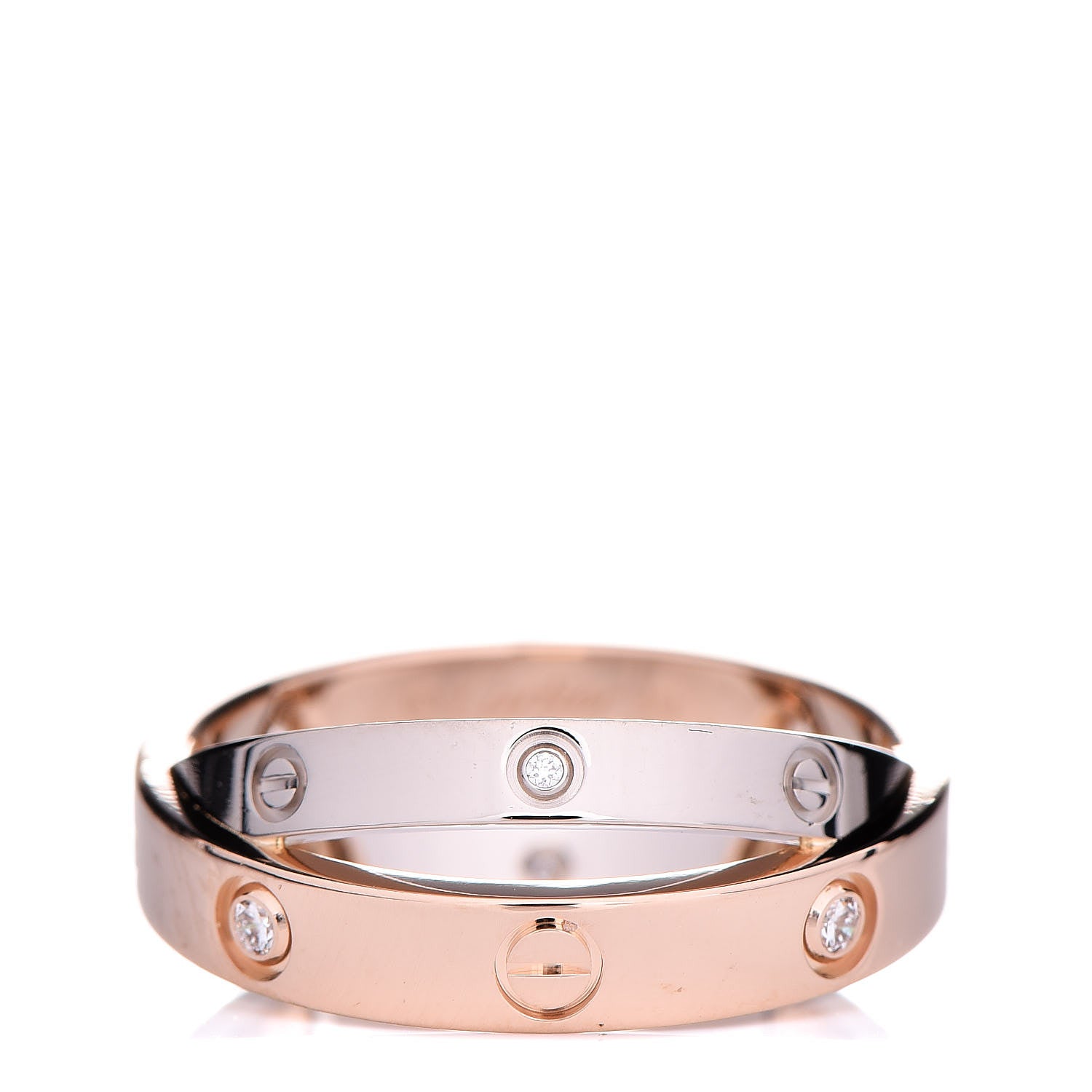 Cartier 18K Pink White Gold 6 Diamonds LOVE Ring 49 4.75 1 of 5