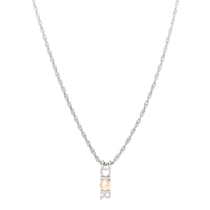 Christian Dior Pearl Logo Necklace Silver 1 of 4
