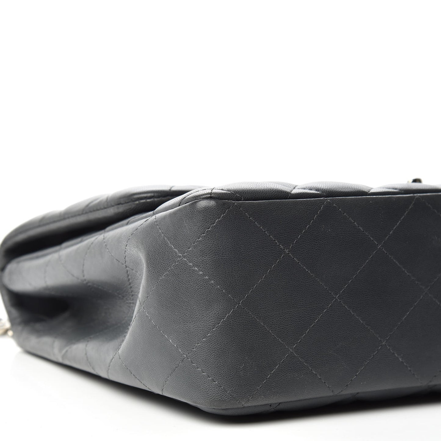 Lambskin Quilted Jumbo Single Bijoux Chain Flap Gris Fonce
