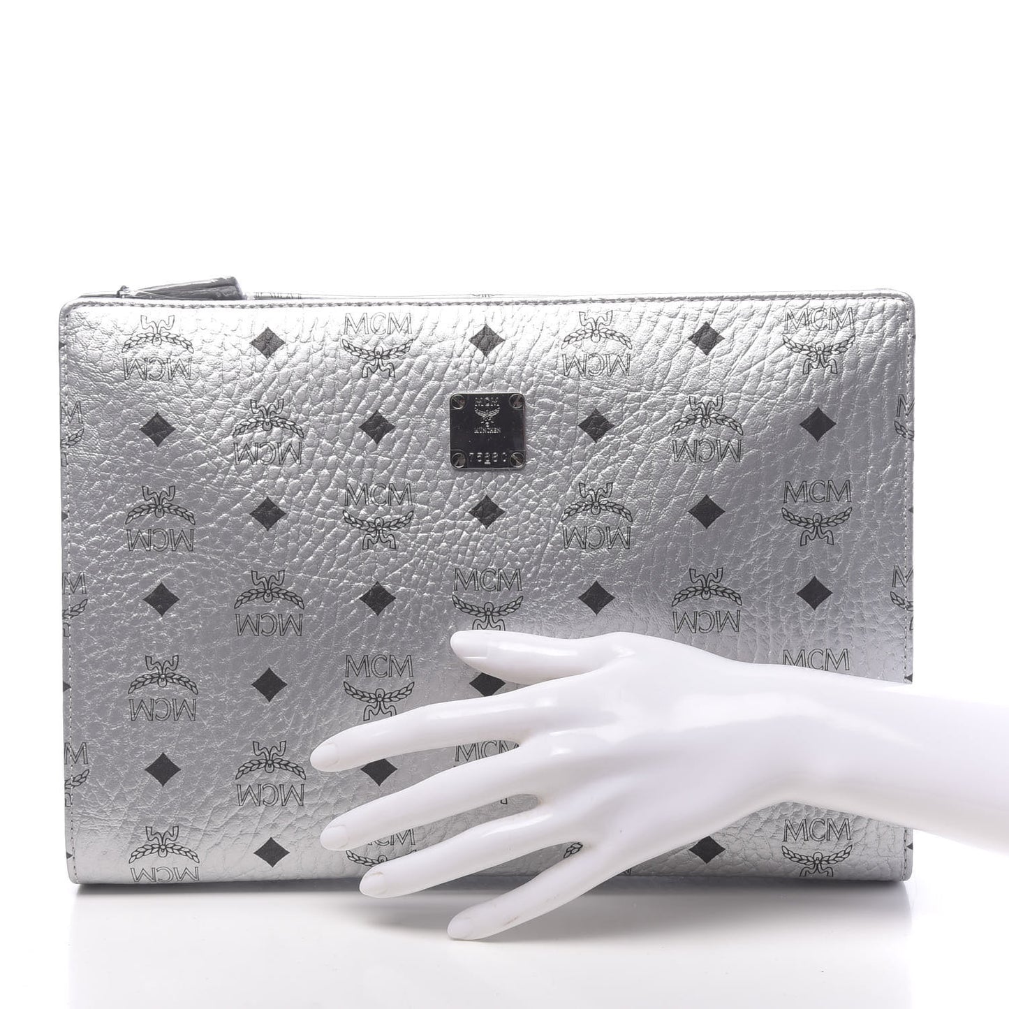 Metallic Visetos Zip Pouch Silver