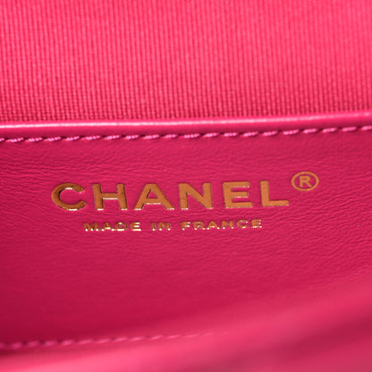 Chanel Shiny Lambskin Quilted Flap Clutch Bag Dark Pink 6 of 10