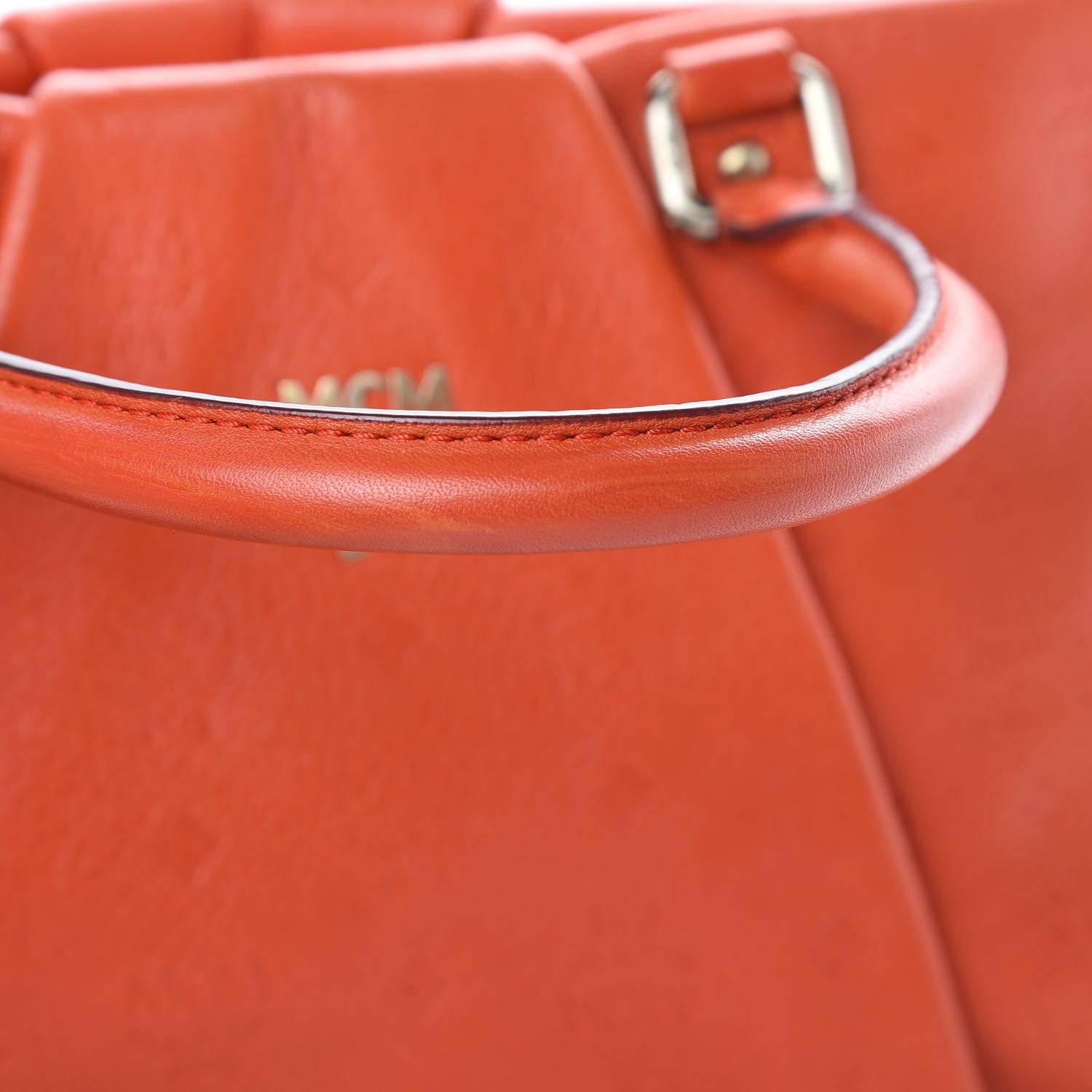 MCM Calfskin Ottomar Monogram Tote Orange 13 of 14