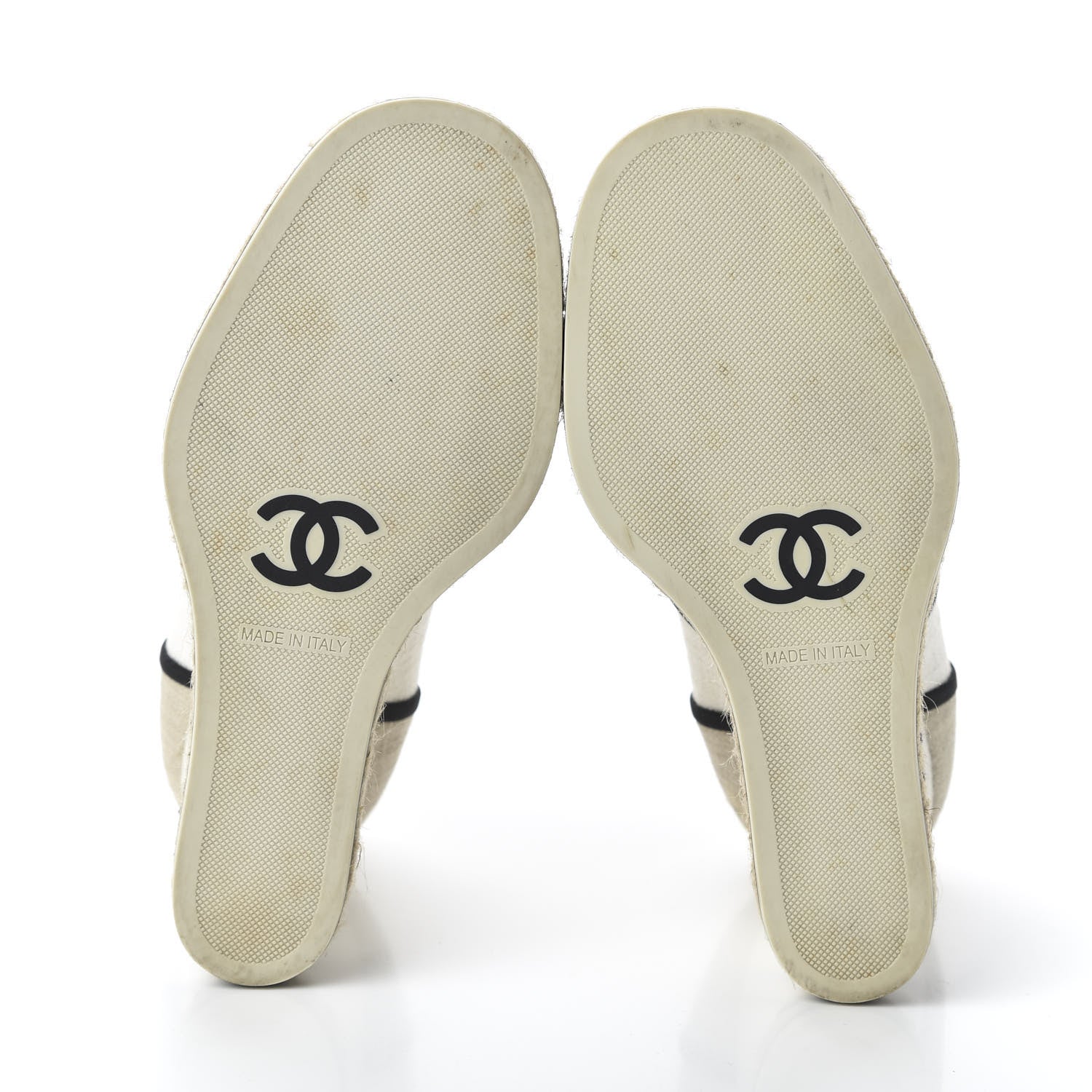 Chanel Raffia Lace Up Wedge Espadrilles 37 Beige 5 of 9