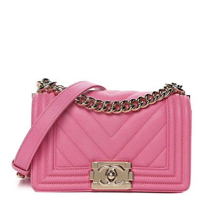 Chanel Caviar Chevron Quilted Small Boy Flap Dark Pink 1 of 11