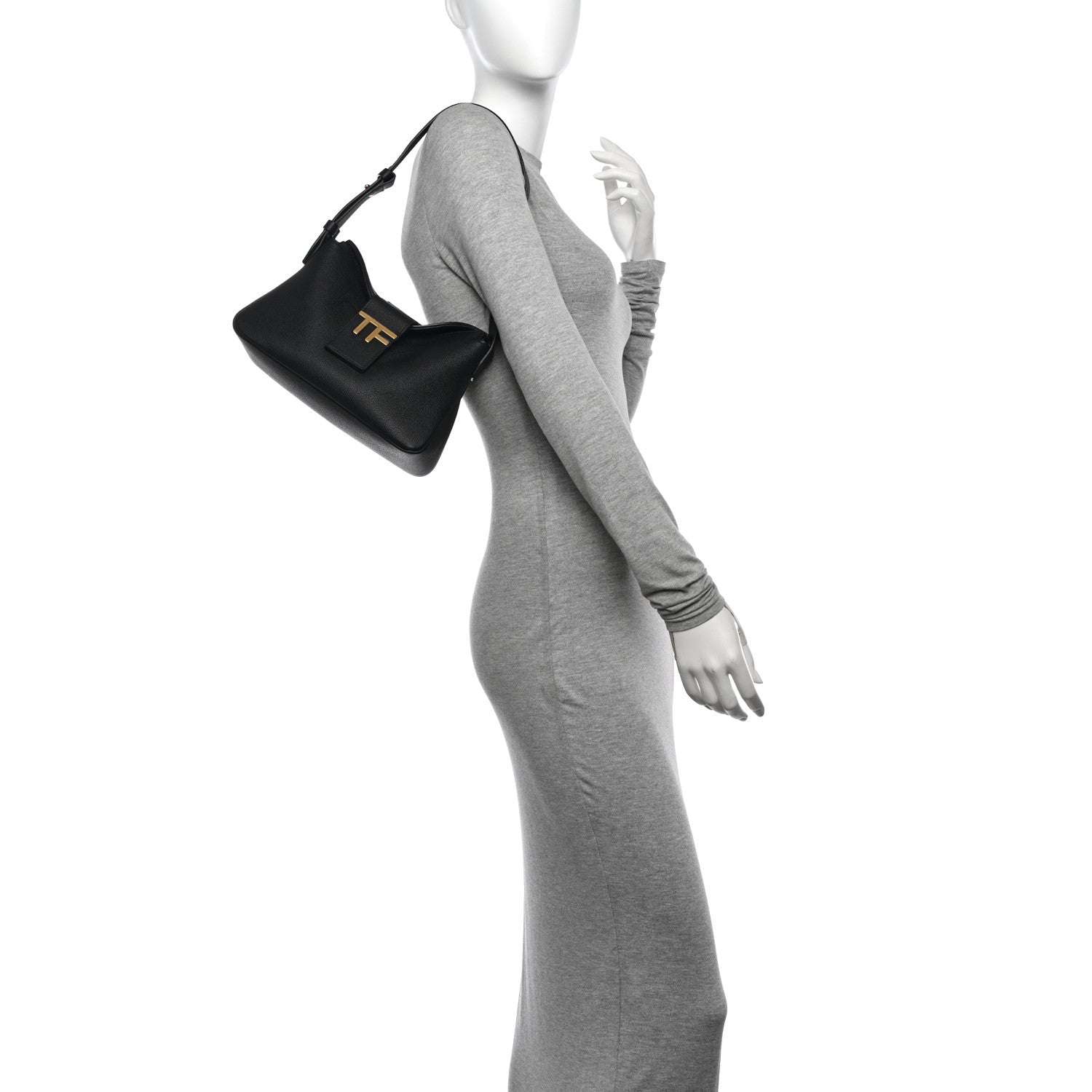 Tom Ford Grained Calfskin Mini TF Hobo Black 2 of 10