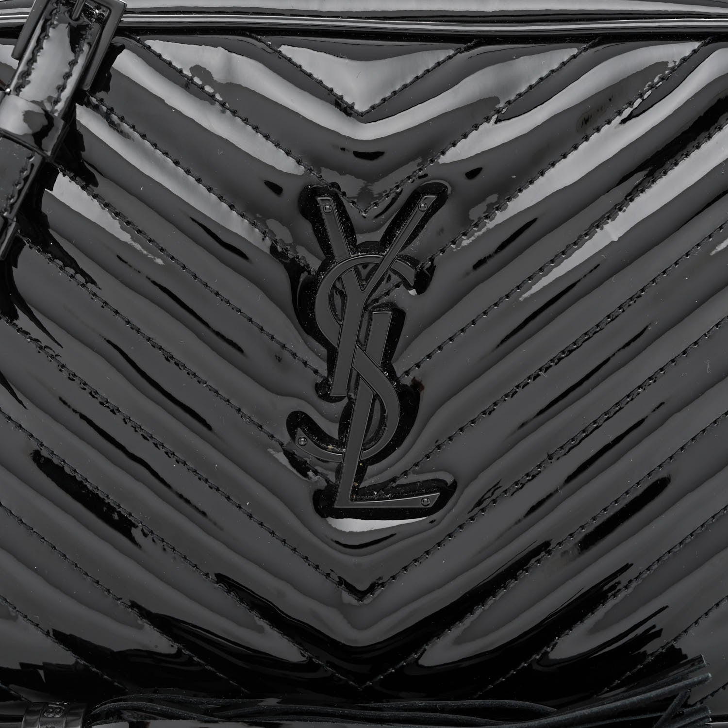Saint Laurent Patent Calfskin Matelasse Monogram Lou Camera Bag Black 8 of 10