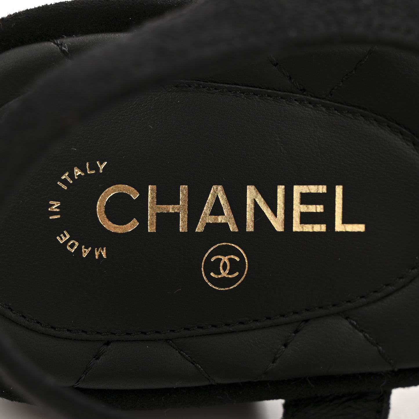 Suede Pearl Crystal CC Thong Sandal 39 Black