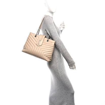 Saint Laurent Calfskin Y Quilted Monogram Large Loulou Shopper Nude Powder 2 of 10