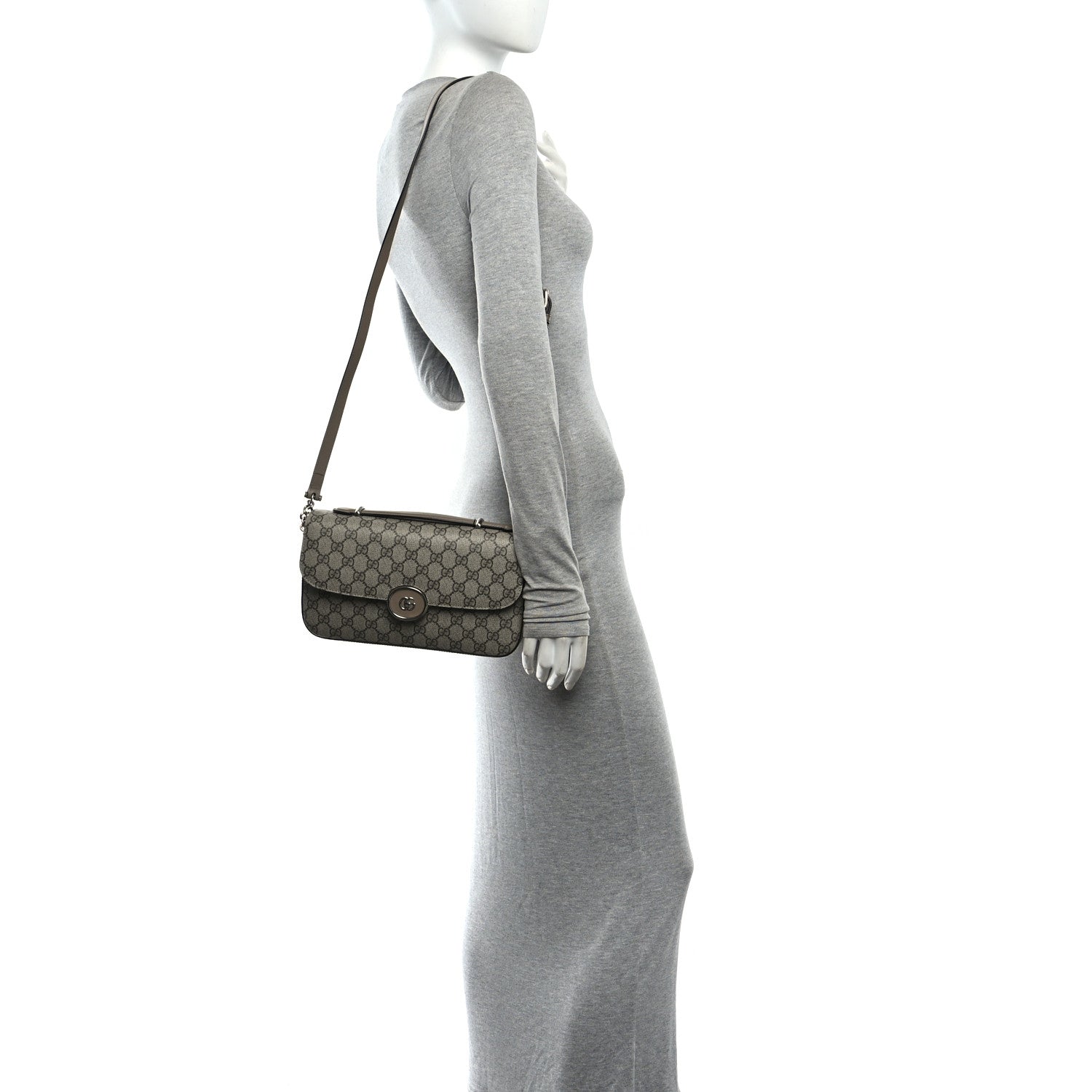 Gucci GG Supreme Monogram Petite GG Top Handle Shoulder Bag Beige Ebony 2 of 10