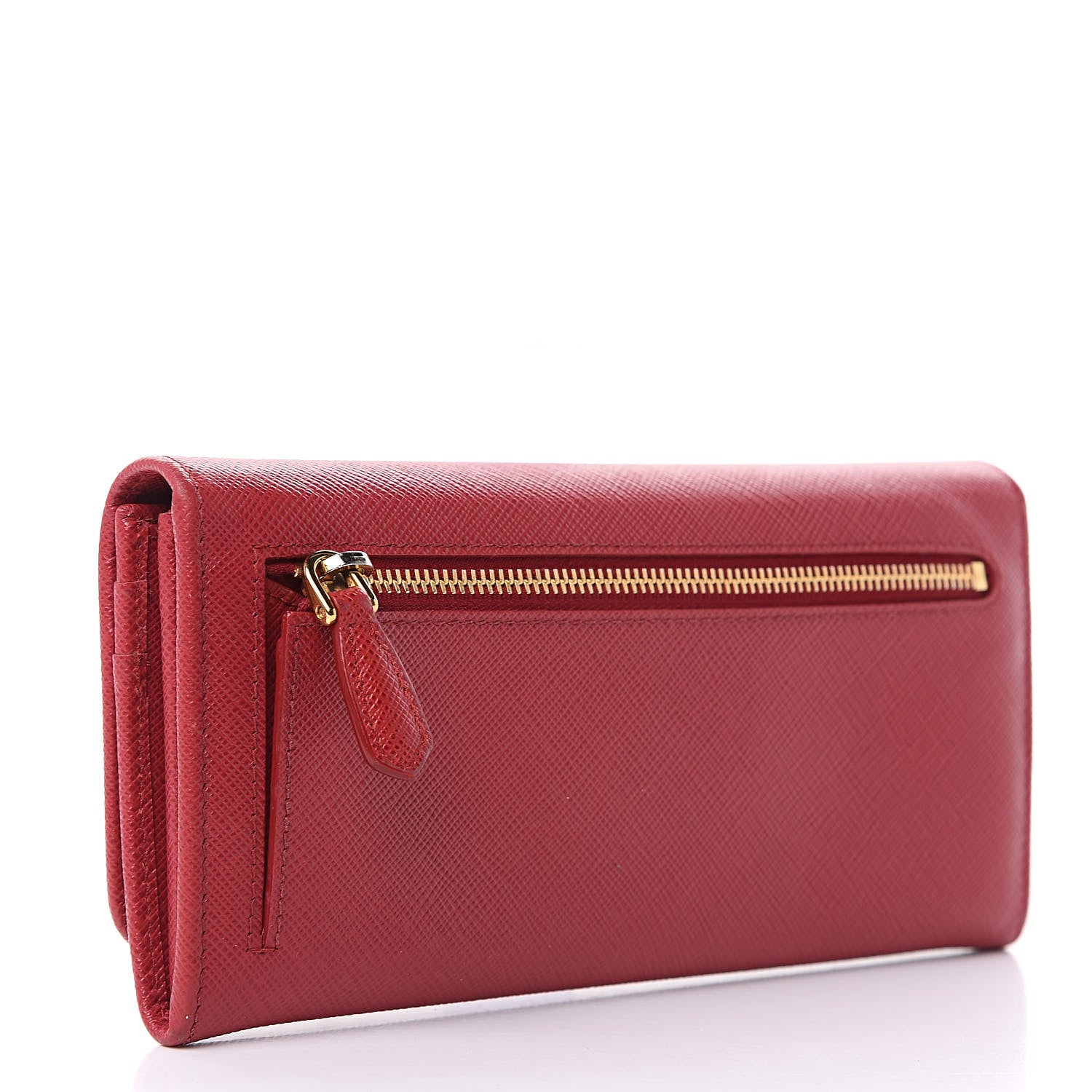 Prada Saffiano Metal Continental Flap Wallet Fuoco 3 of 9