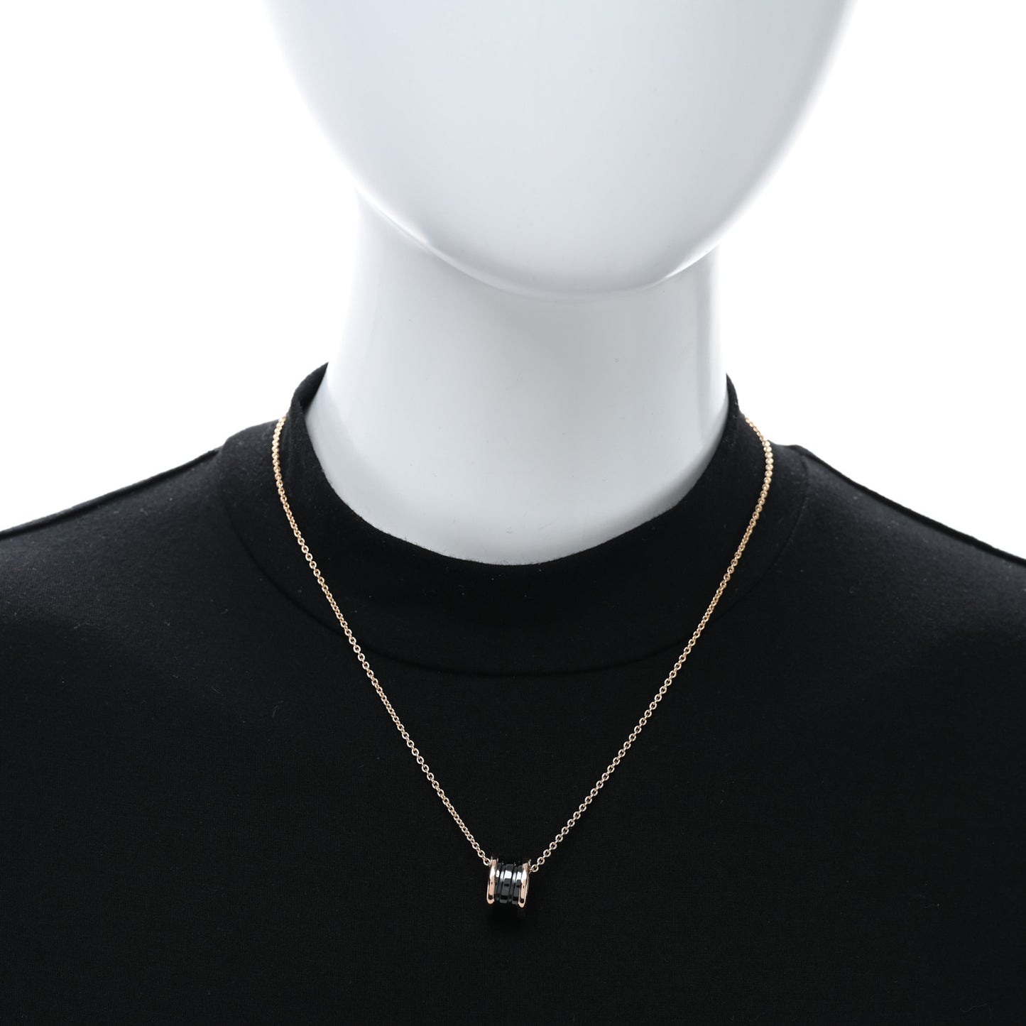 18K Rose Gold Black Ceramic B.Zero1 Pendant Necklace