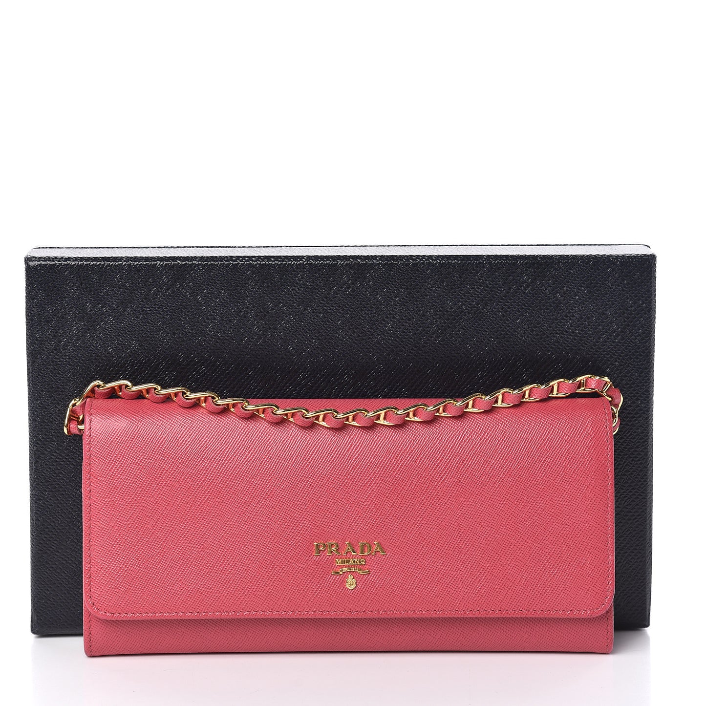 Saffiano Metal Oro Chain Wallet Peonia