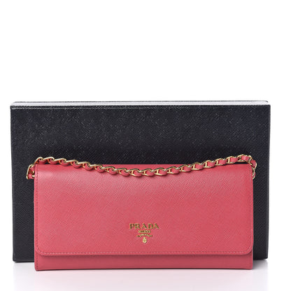 Prada Saffiano Metal Oro Chain Wallet Peonia 12 of 12