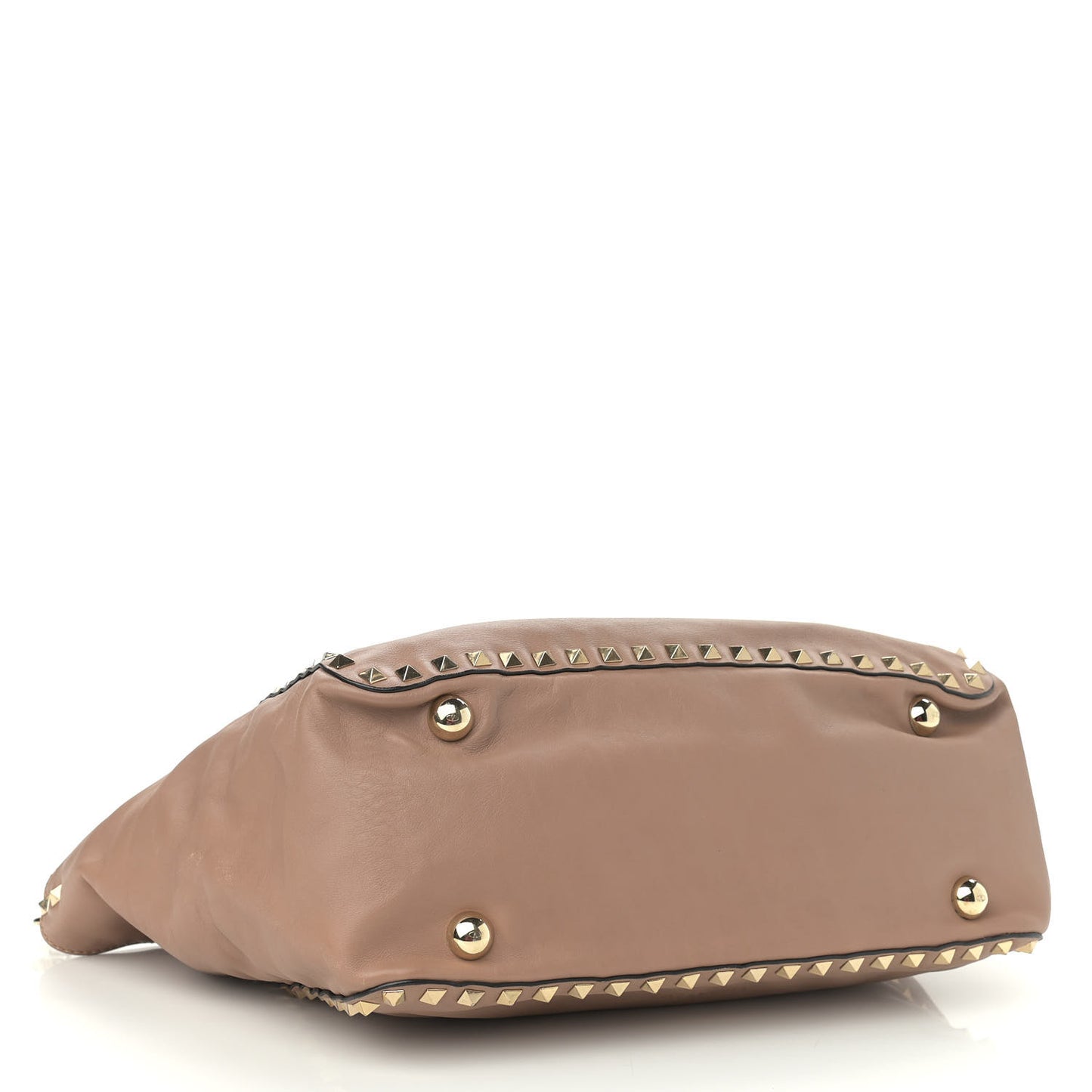 Vitello Rockstud Single Handle Flap Tote Beige
