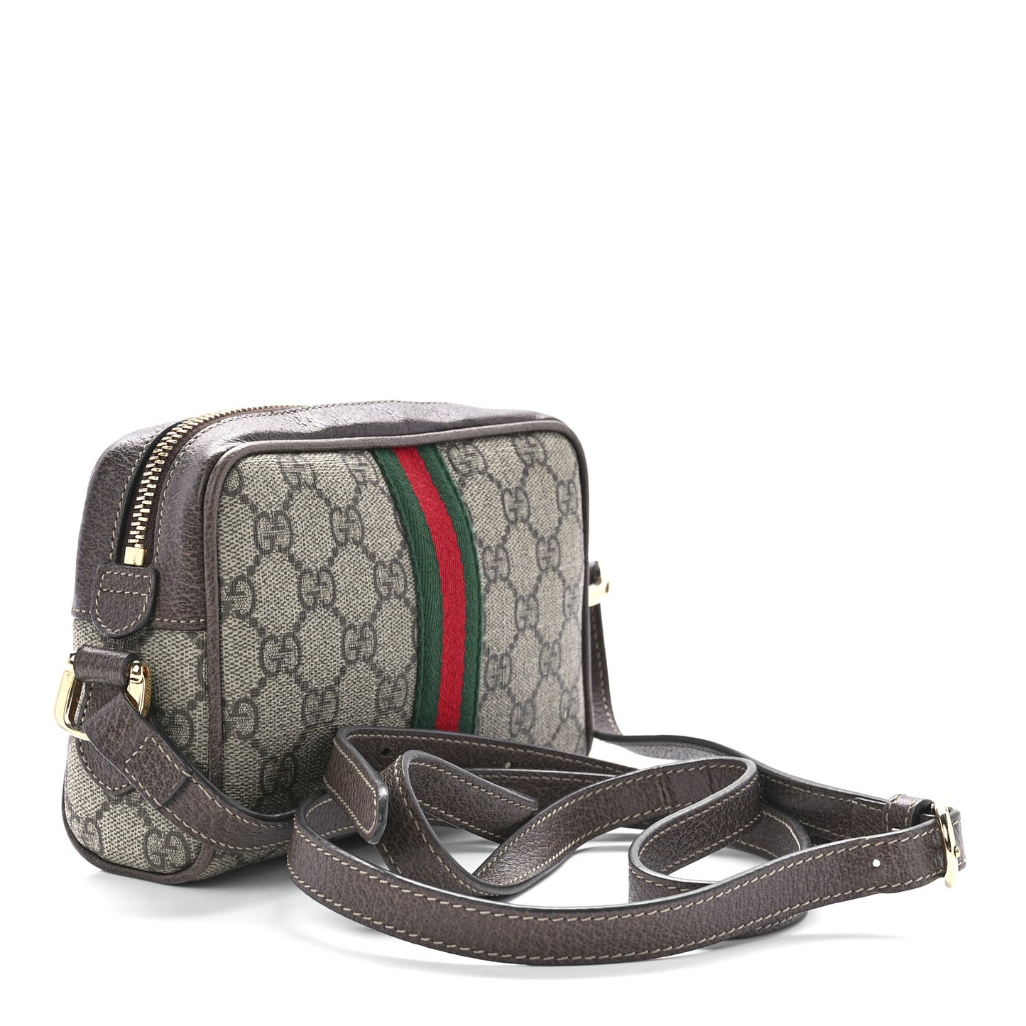 GG Supreme Monogram Web Mini Ophidia Shoulder Bag Brown