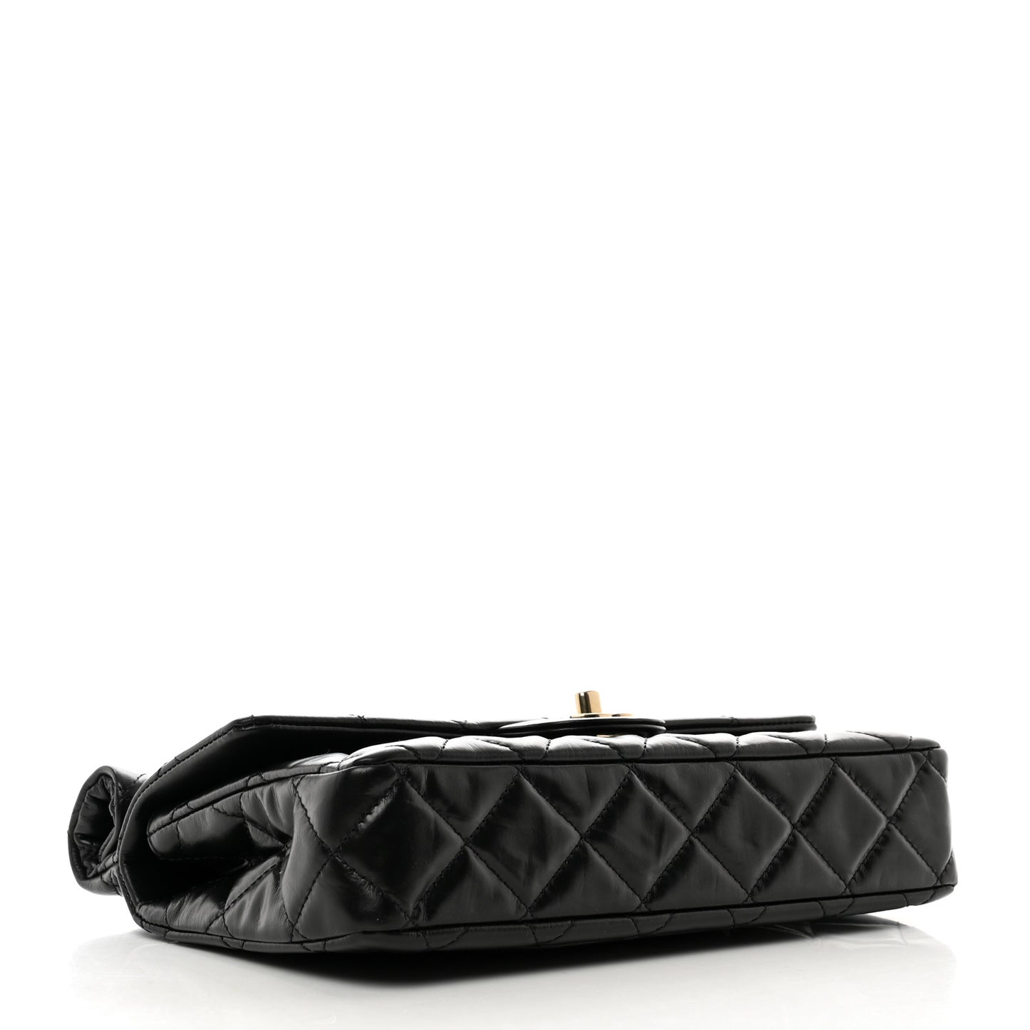 Crumpled Calfskin Quilted Clutch Black