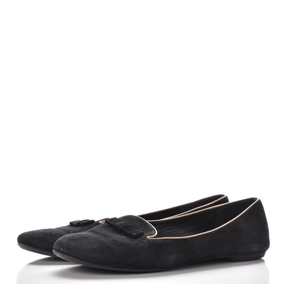 Louis Vuitton Suede Uniformes Bow Flat Loafers Black 3 of 11