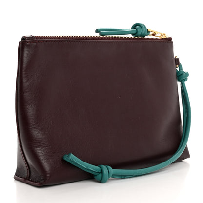 Loewe Shiny Nappa Calfskin Knot T Pouch Burgundy Emerald 3 of 7