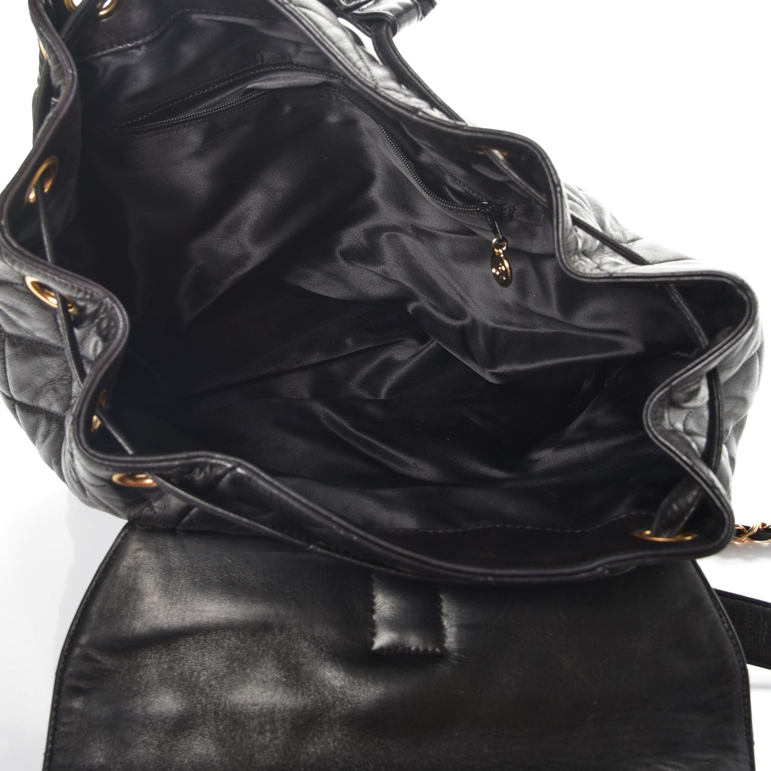 Chanel Lambskin Quilted Drawstring Backpack Black 5 of 7
