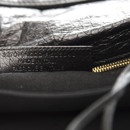 Balenciaga Agneau Giant 12 Gold Hardware Envelope Strap Clutch Black 7 of 10