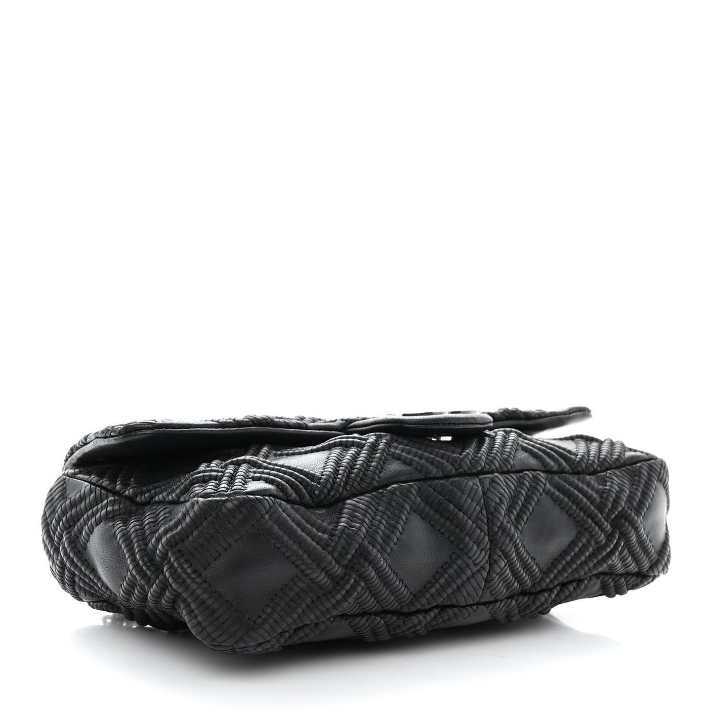Lambskin Stitch Small Walk Of Fame Rectangular Flap Black