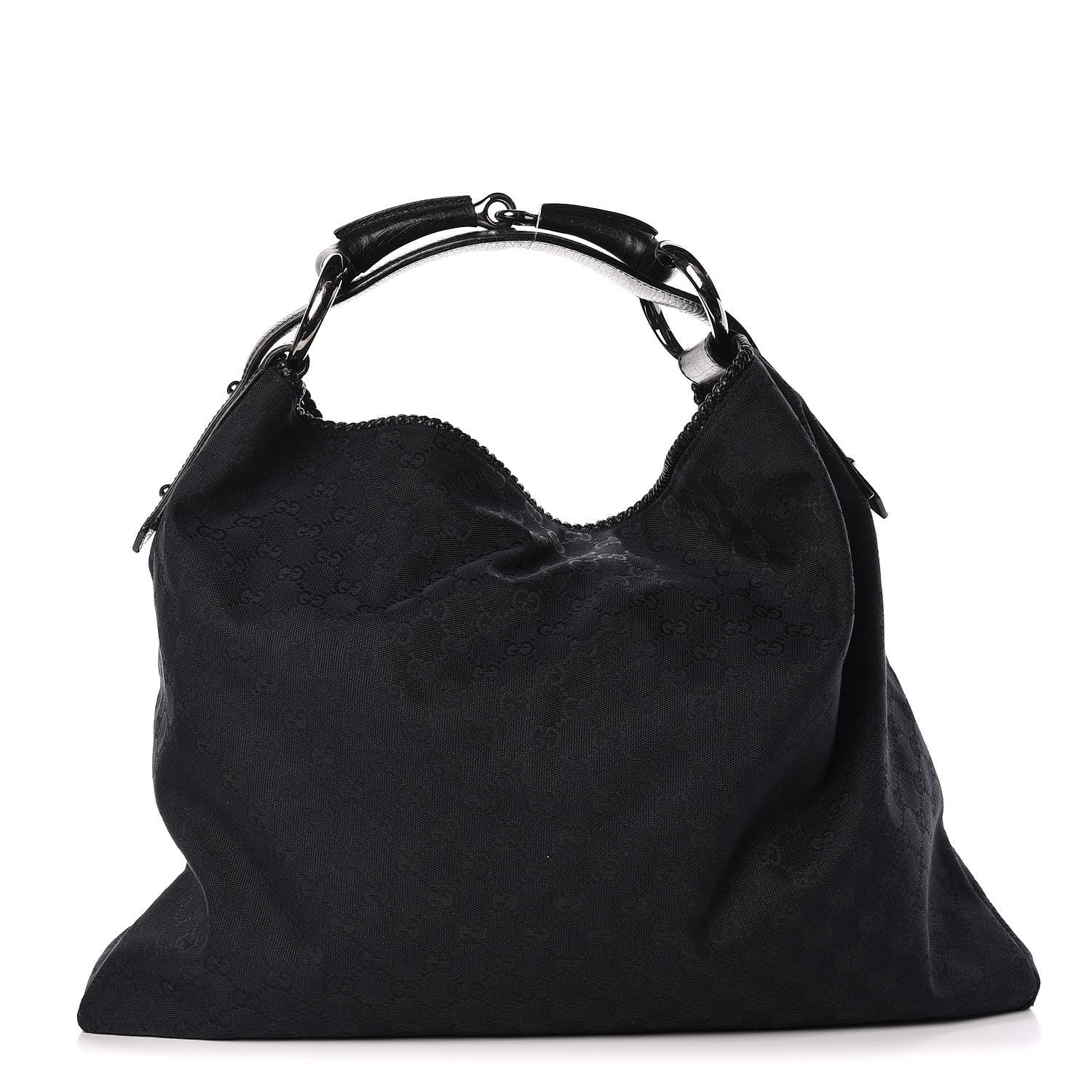 Gucci Monogram Large Horsebit Chain Hobo Black 1 of 10