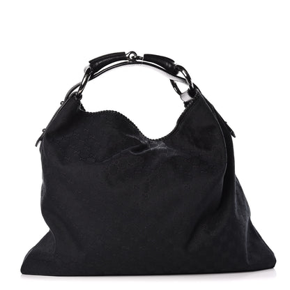 Gucci Monogram Large Horsebit Chain Hobo Black 1 of 10