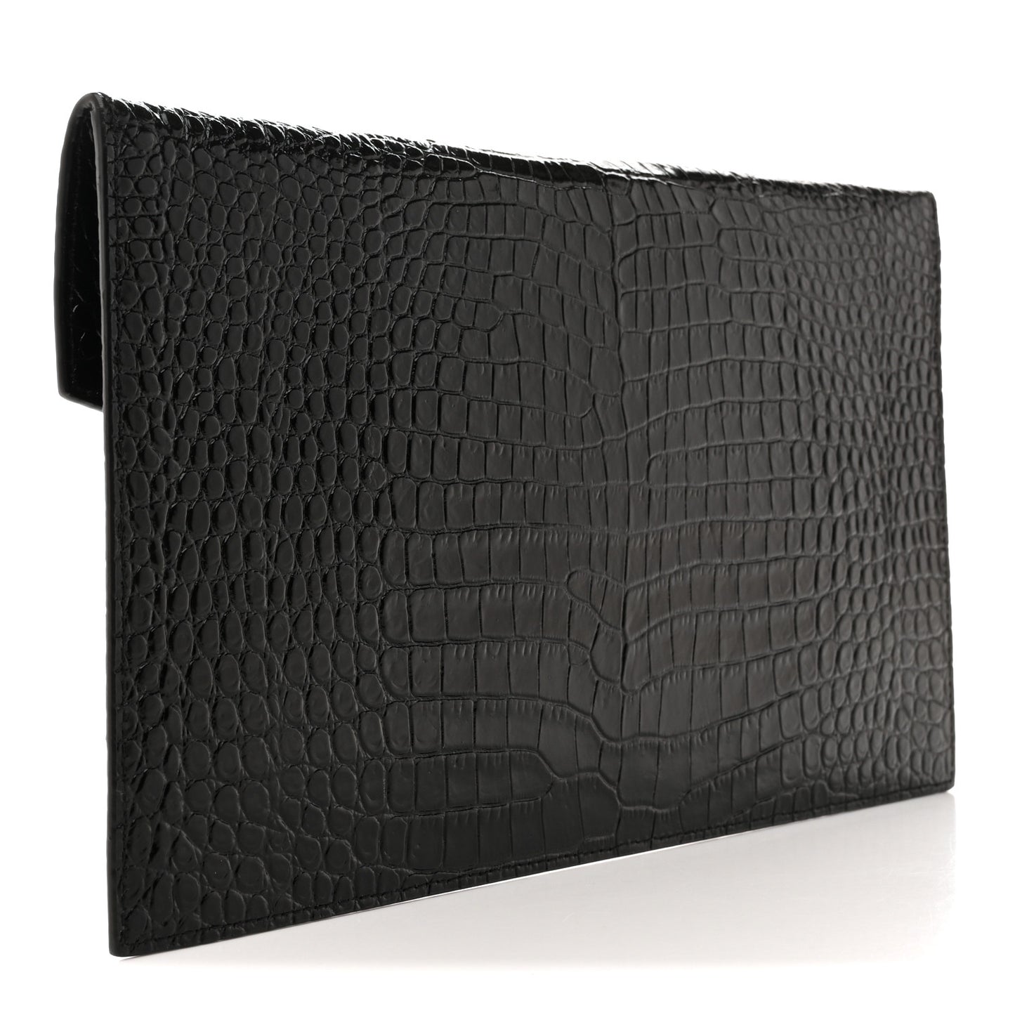 Calfskin Crocodile Embossed Uptown Monogram Pouch Black