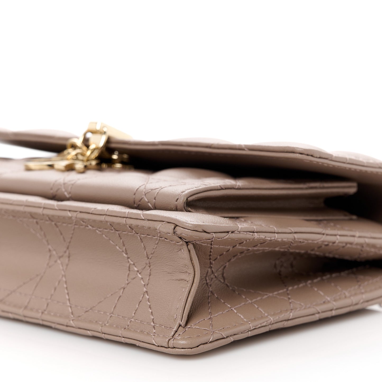 Lambskin Cannage Chain My Dior Daily Chain Pouch Warm Taupe