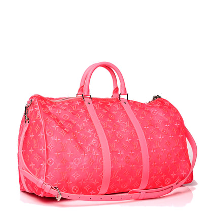 Louis Vuitton Monogram Fluo See Through Keepall Bandouliere 50 Rose 3 of 11