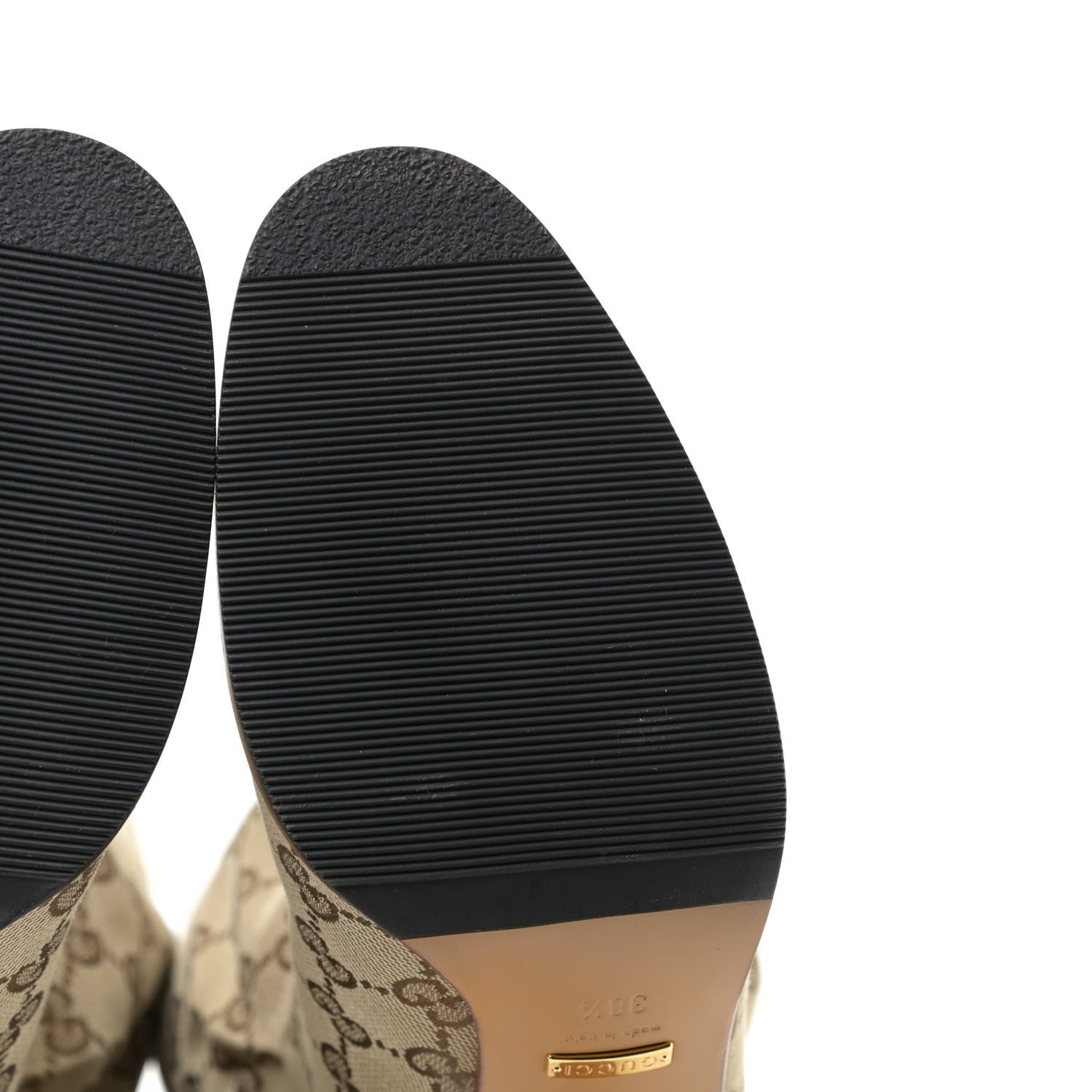 Gucci Monogram Lisa Mid Heel Boots 38.5 Beige Ebony 8 of 11