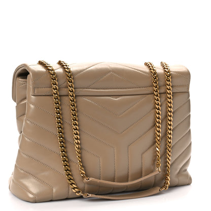 Saint Laurent Calfskin Y Quilted Monogram Medium Loulou Chain Satchel Dark Latte 3 of 10