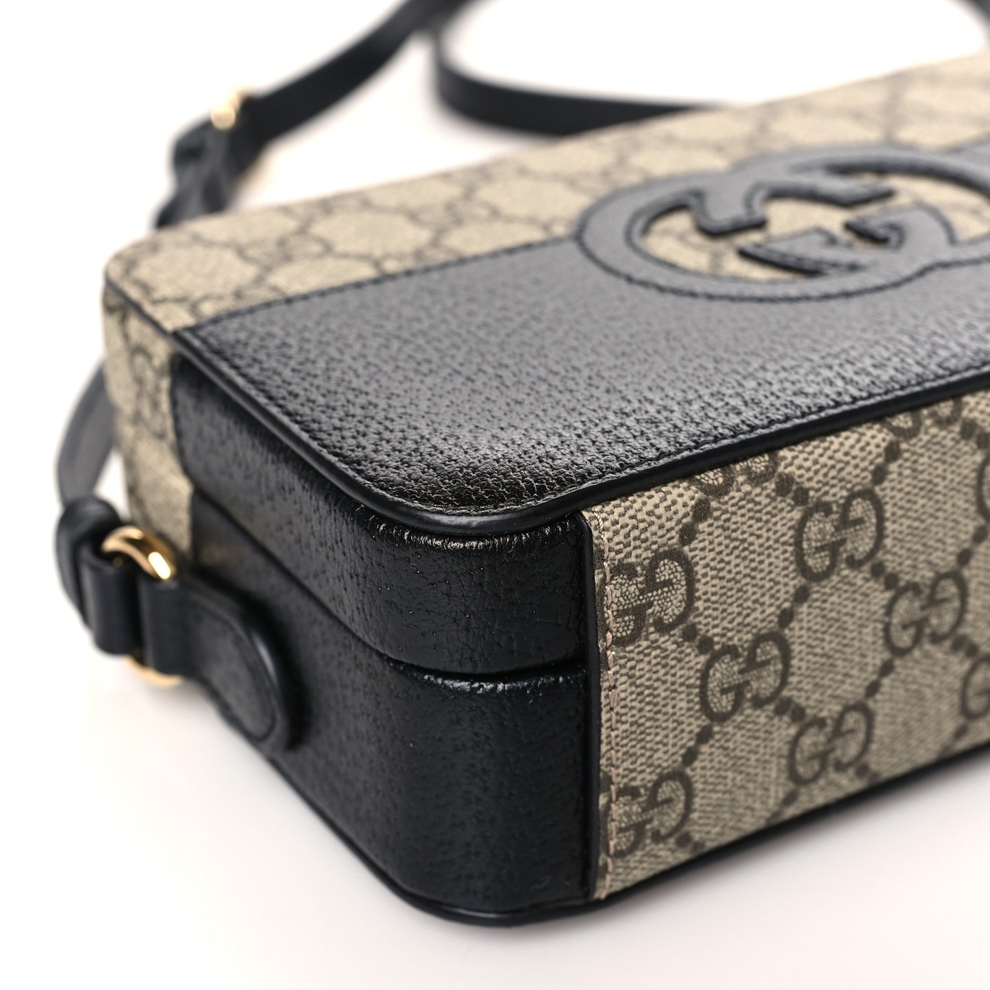 GG Supreme Monogram Textured Dollar Calfskin Mini New Basket Shoulder Bag Beige Ebony Black