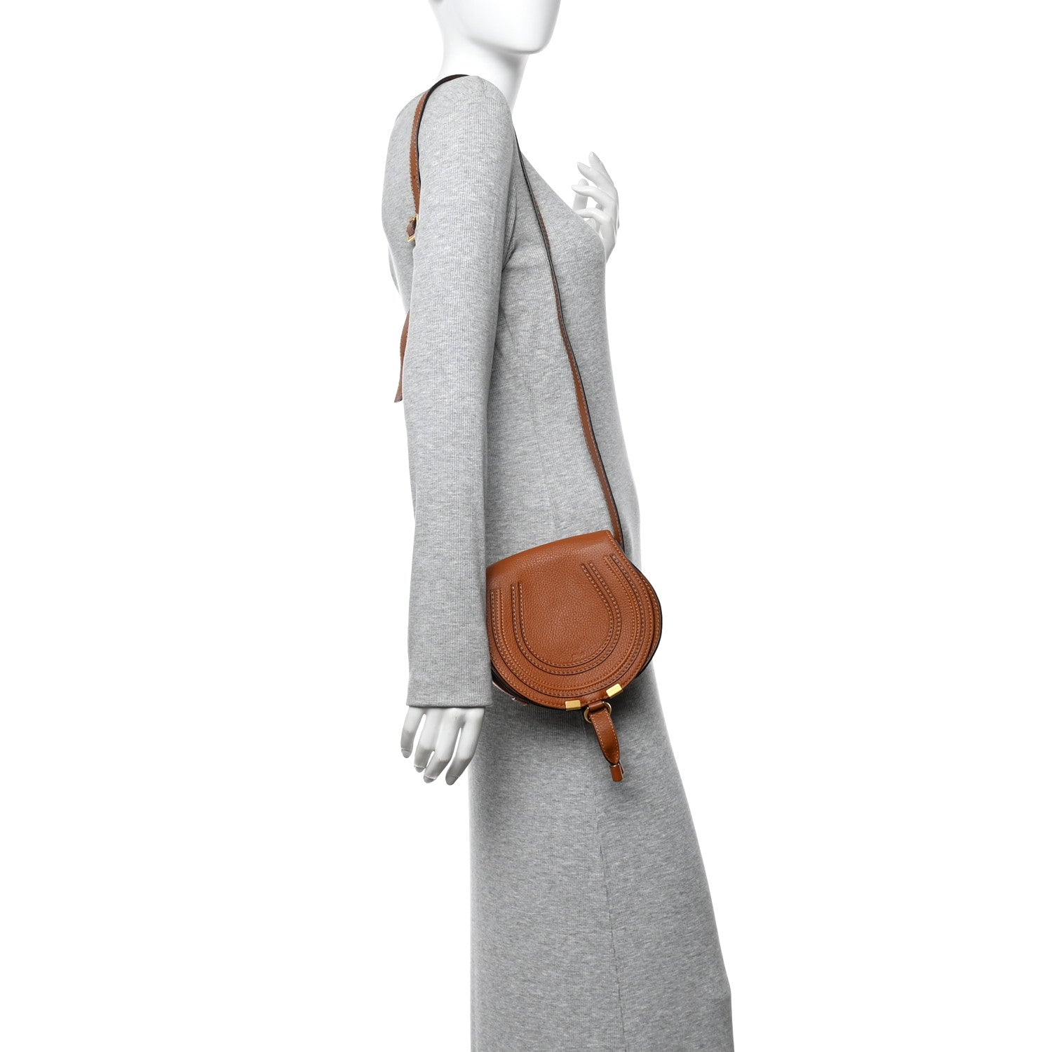 Chloe Grained Calfskin Small Marcie Saddle Bag Tan 2 of 10