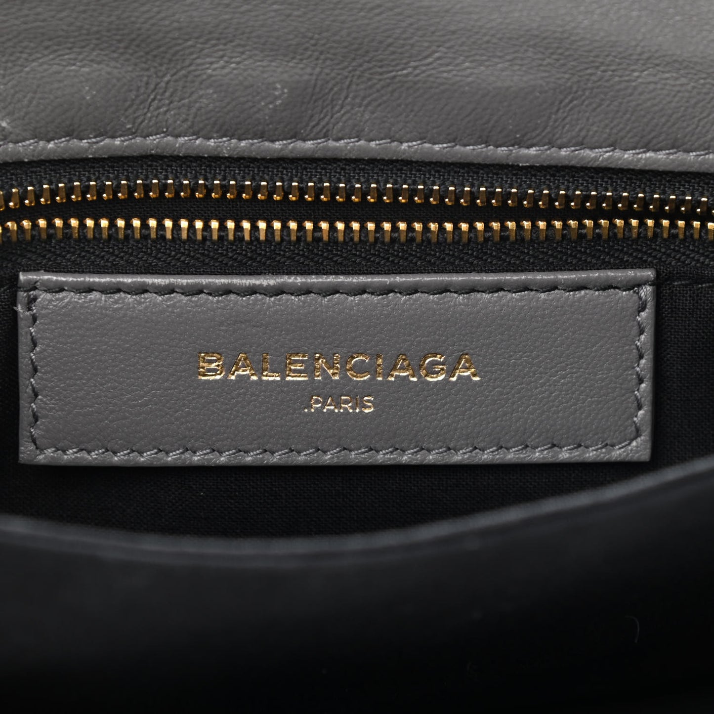 Chevre Gold Metallic Edge Hardware Envelope Clutch Gris Acier